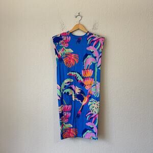 FARM RIO Painted Jungle T-Shirt Dress Multicolor Sleeveless Tropical
